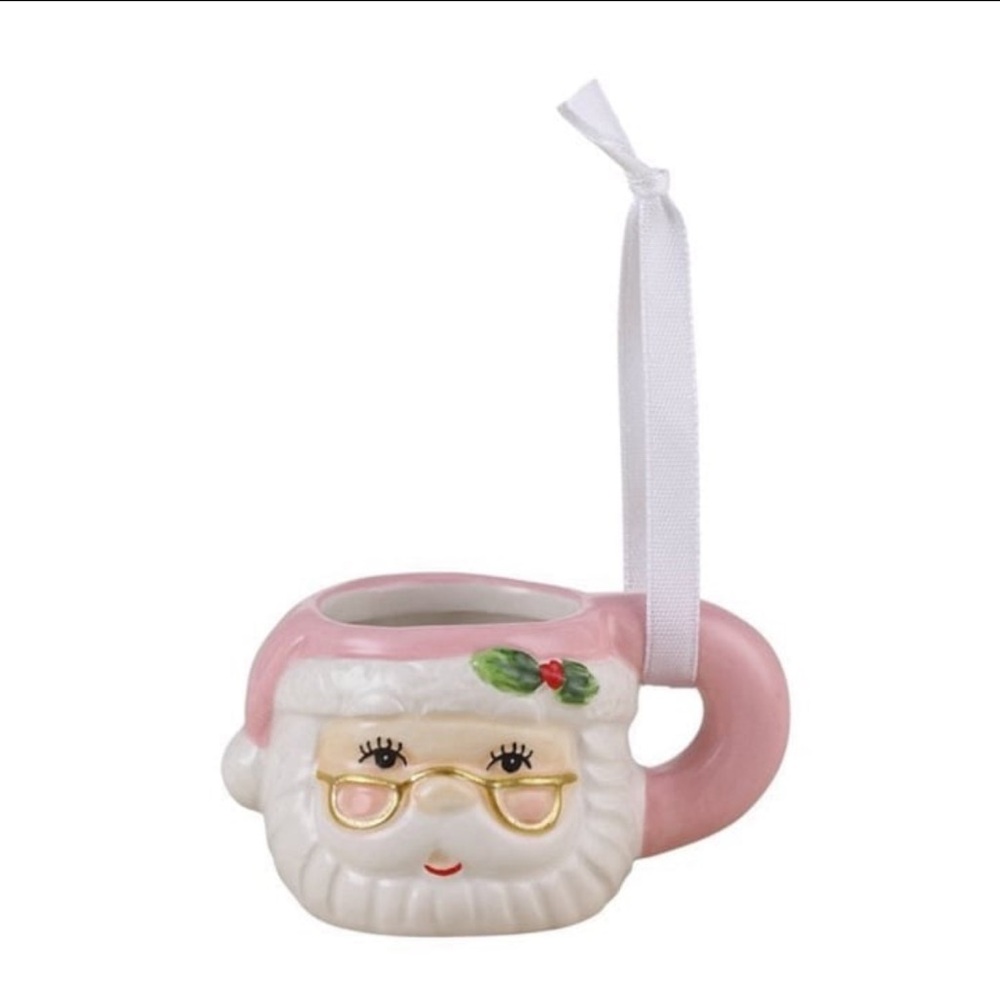 Mr. Christmas Miniature Pink Santa Mug Hanging Ornament Decoration